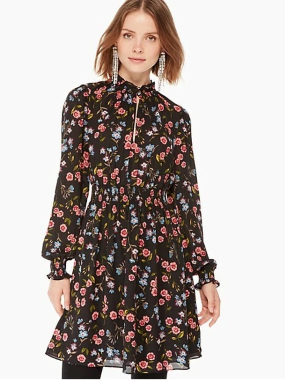 Kate Spade Black Floral Meadow Smock
Waist Dress, Sz Small
